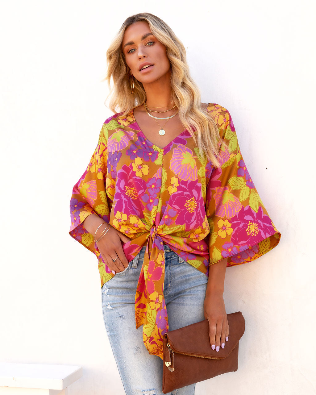 Maui Vibes Satin Front Tie Top - FINAL SALE