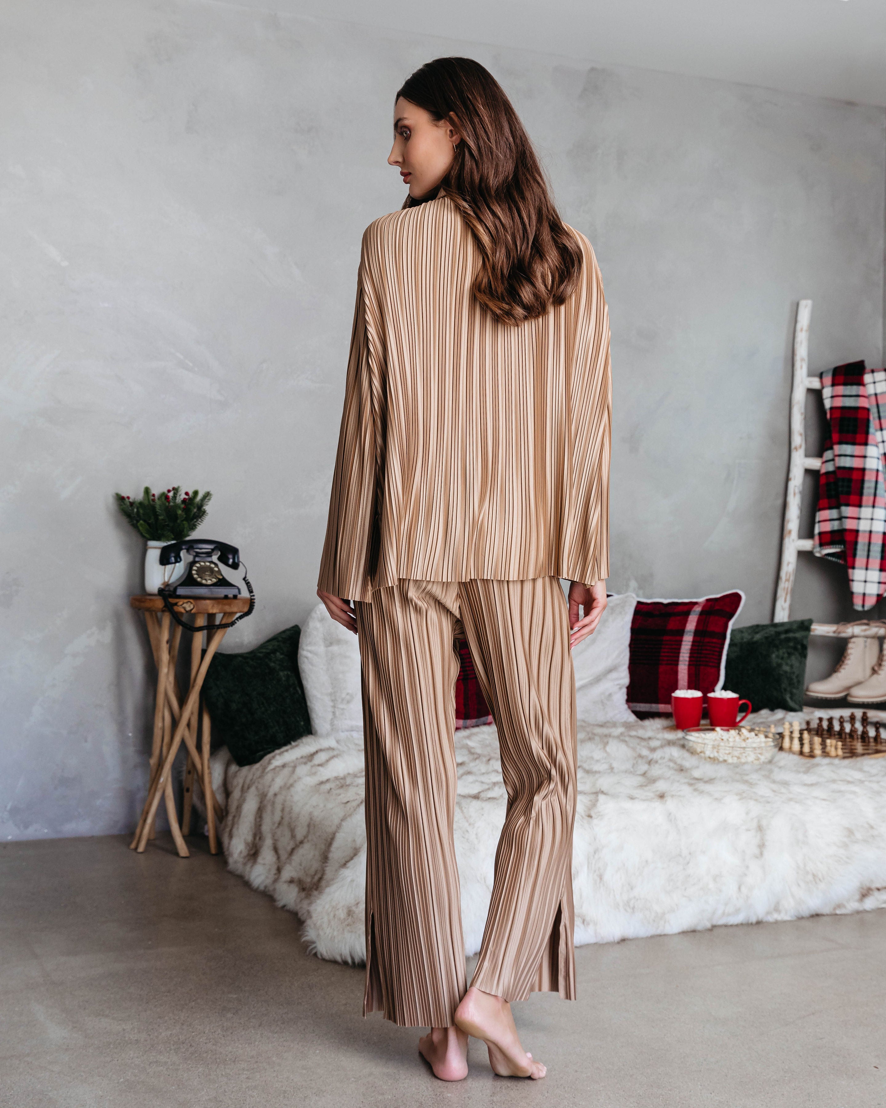 Hey Honey Plisse Button Down Top - Gold