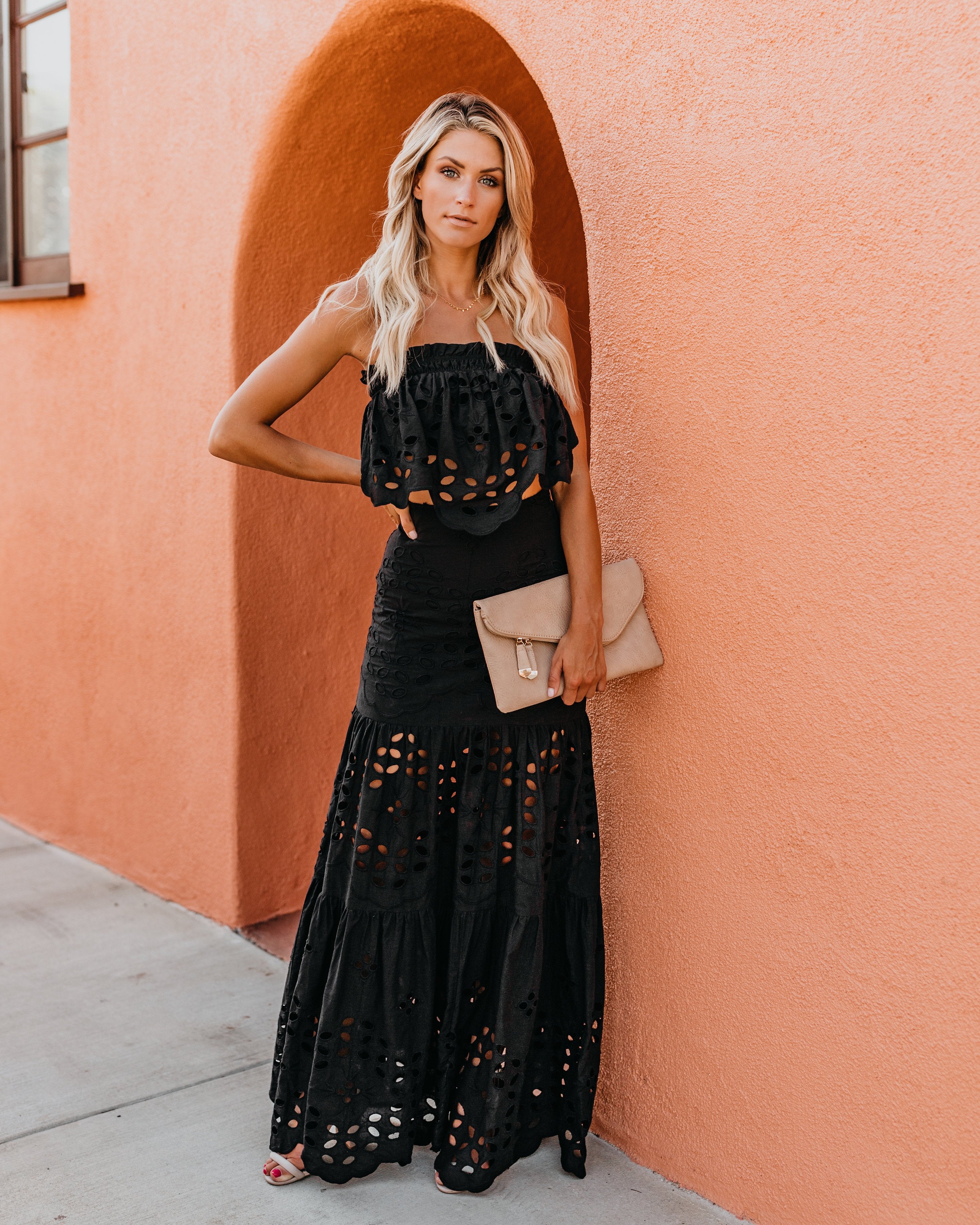 Flawless Cotton Eyelet Strapless Top - Black