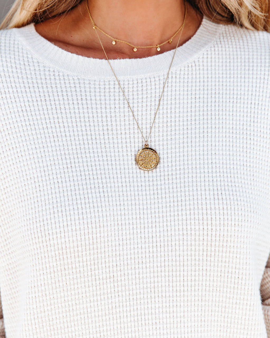 Travis Waffle Knit Long Sleeve Top - Oatmeal