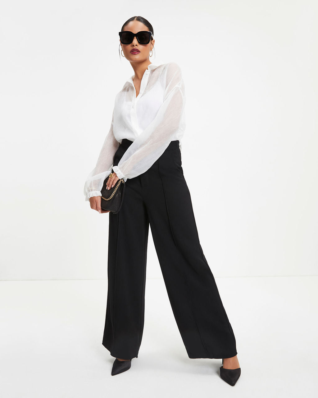 Oh Hey Lucy Organza Button Down Top - White