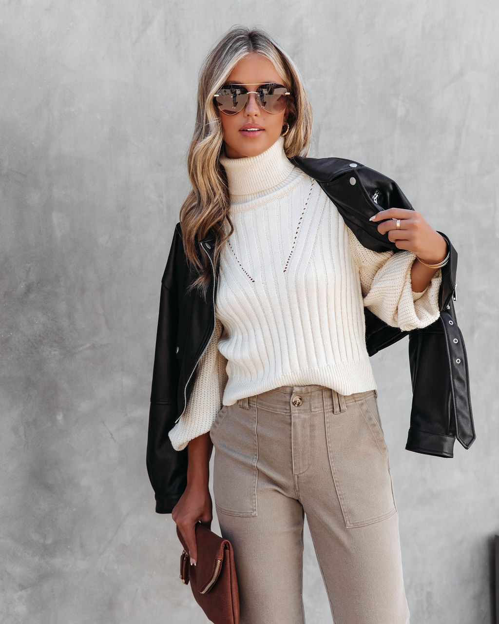 Charlene Knit Turtleneck Sweater - Ivory - FINAL SALE