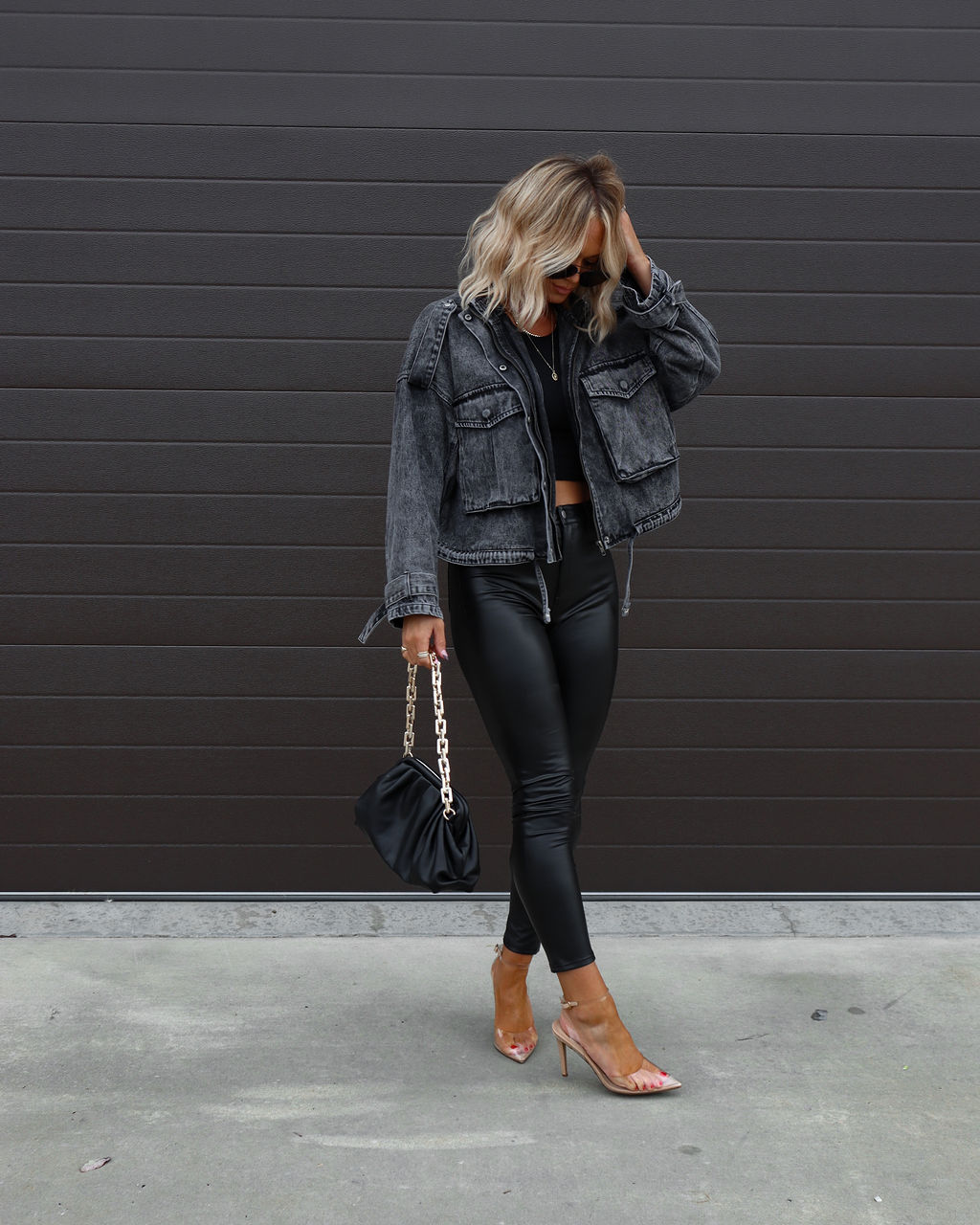 Own It Mineral Wash Denim Jacket - Black