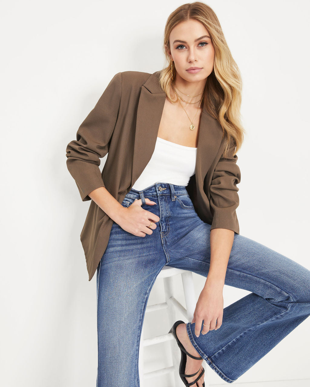 Aubrielle Pocketed Blazer - Coco