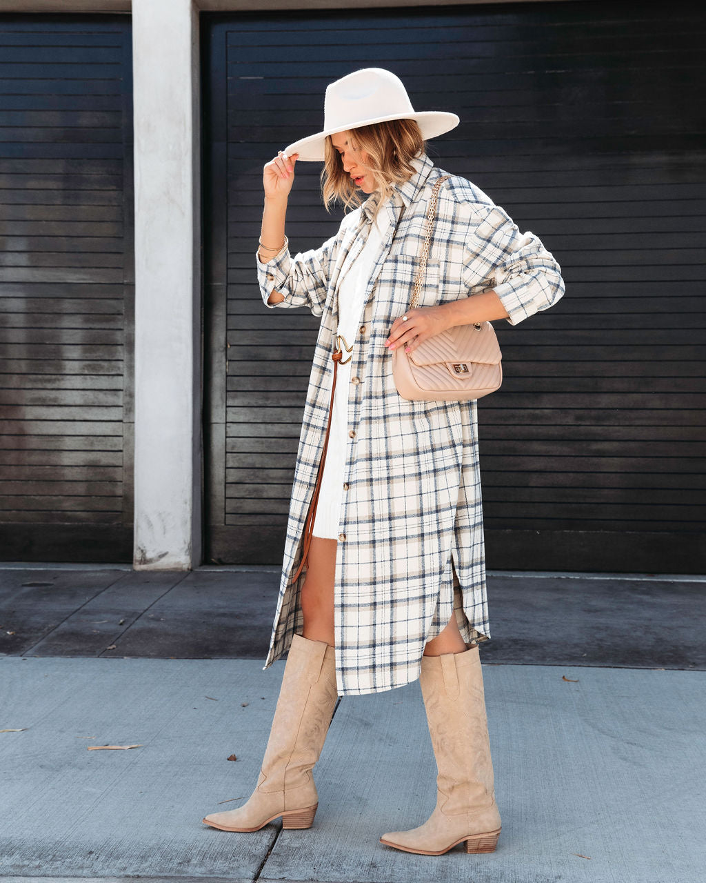 Fall Plaid Vibes Long Line Jacket