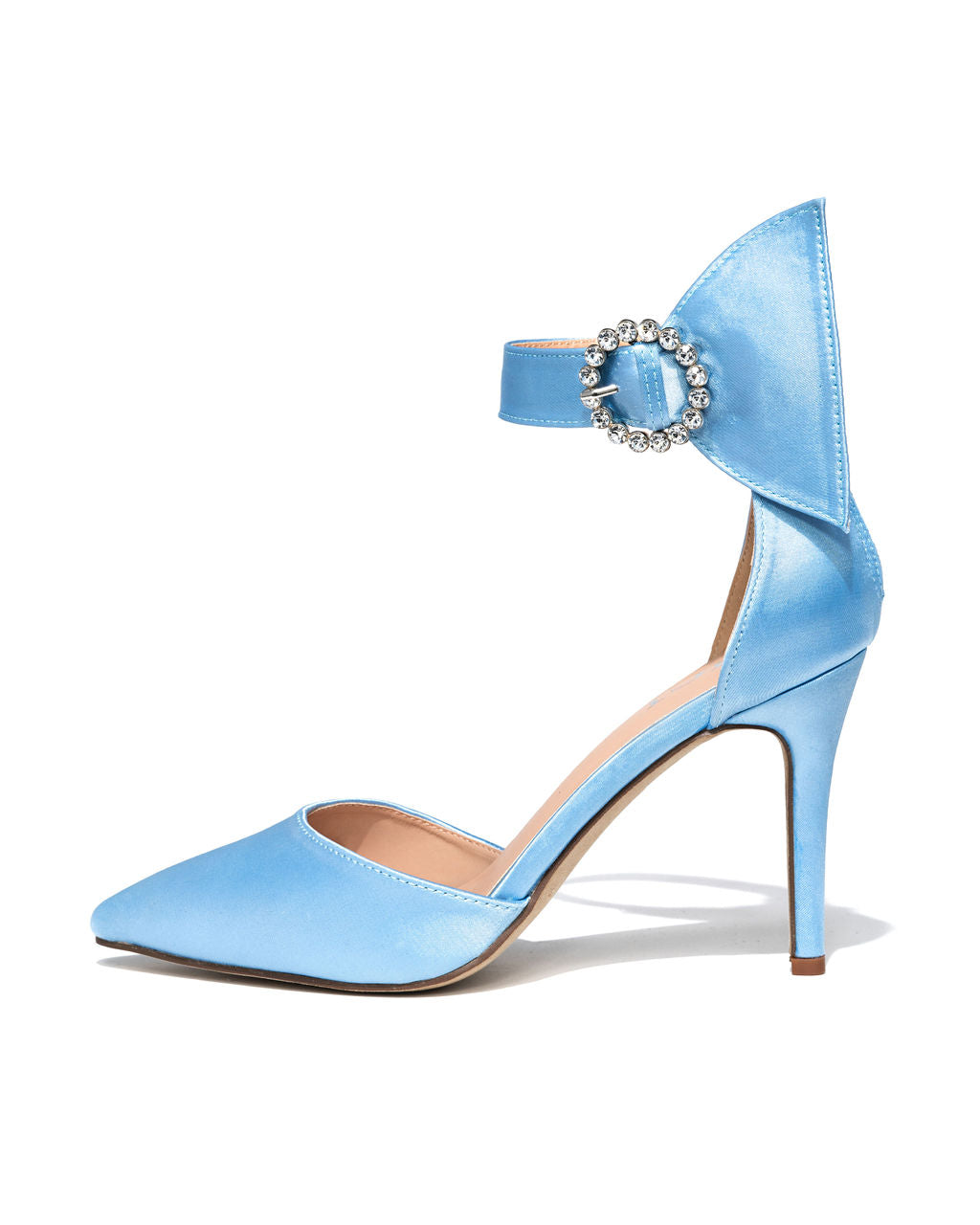 Belle Of The Ball Satin Embellished Pointed Heel - Light Blue - SALE