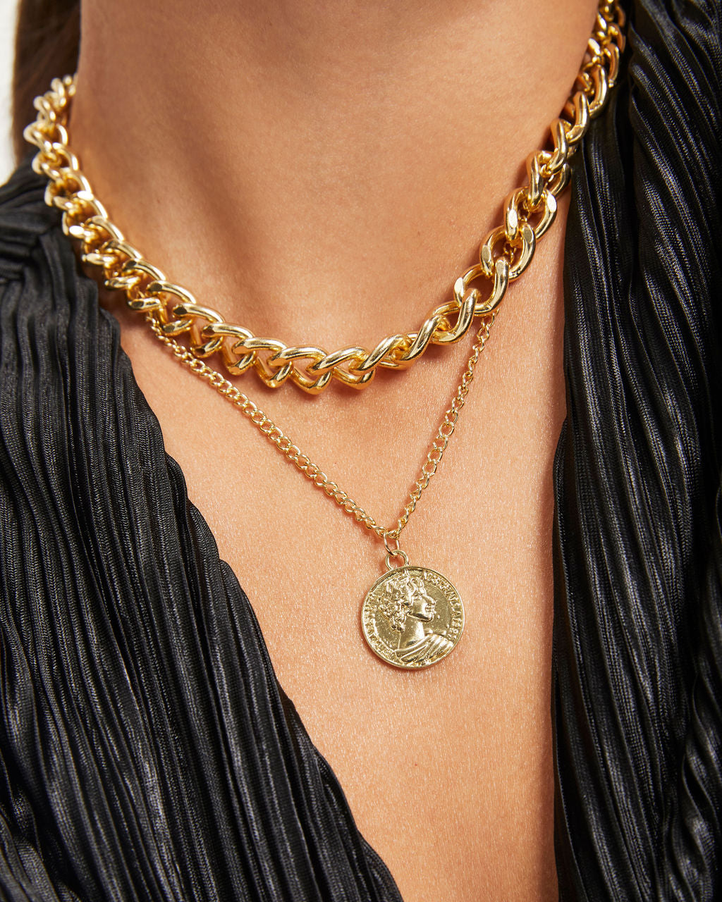 Shashi - Lucky Coin Layered Necklace - Gold