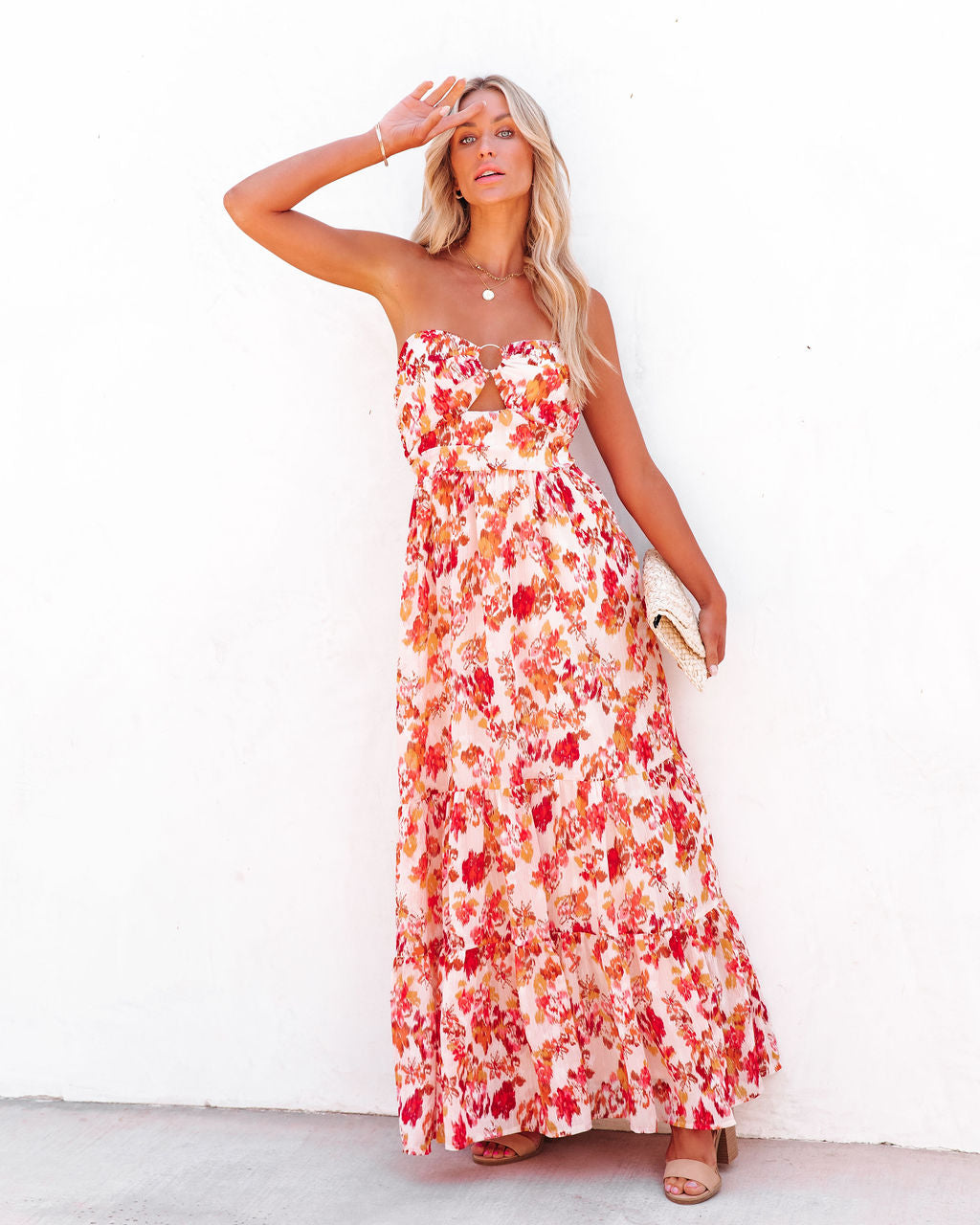 Golden Times Front Cutout Metallic Maxi Dress - FINAL SALE