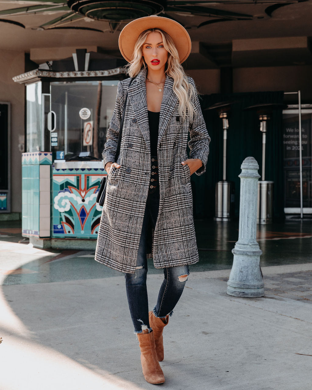 Asher Pocketed Houndstooth Coat