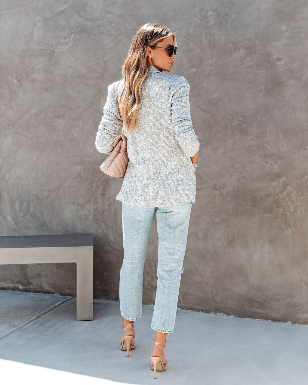 Feeling Sparks Pocketed Sequins Tweed Blazer