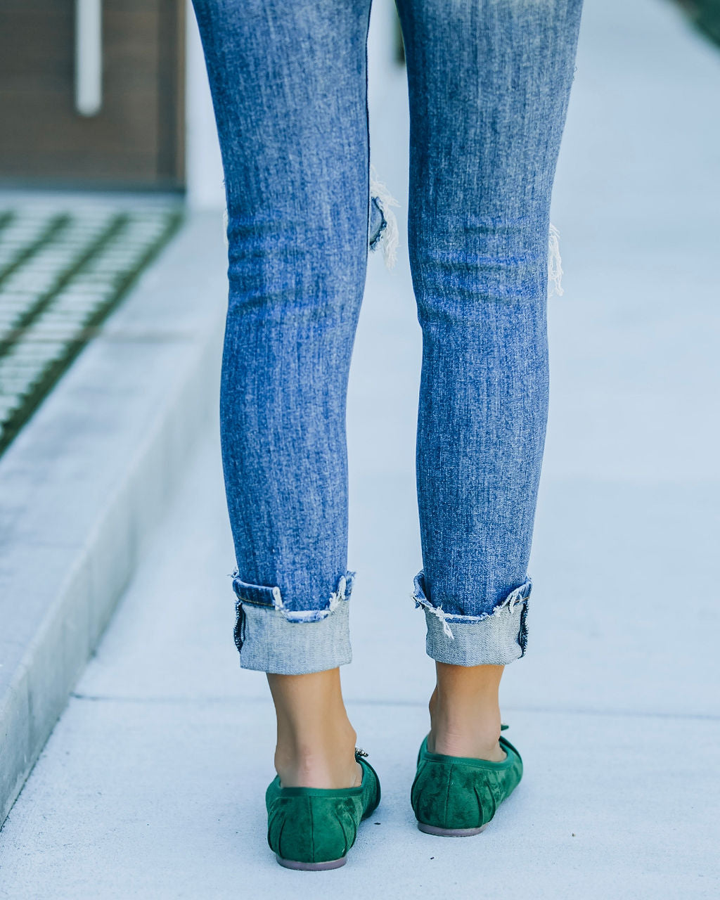 Vanderpump Embellished Faux Suede Flats - Emerald
