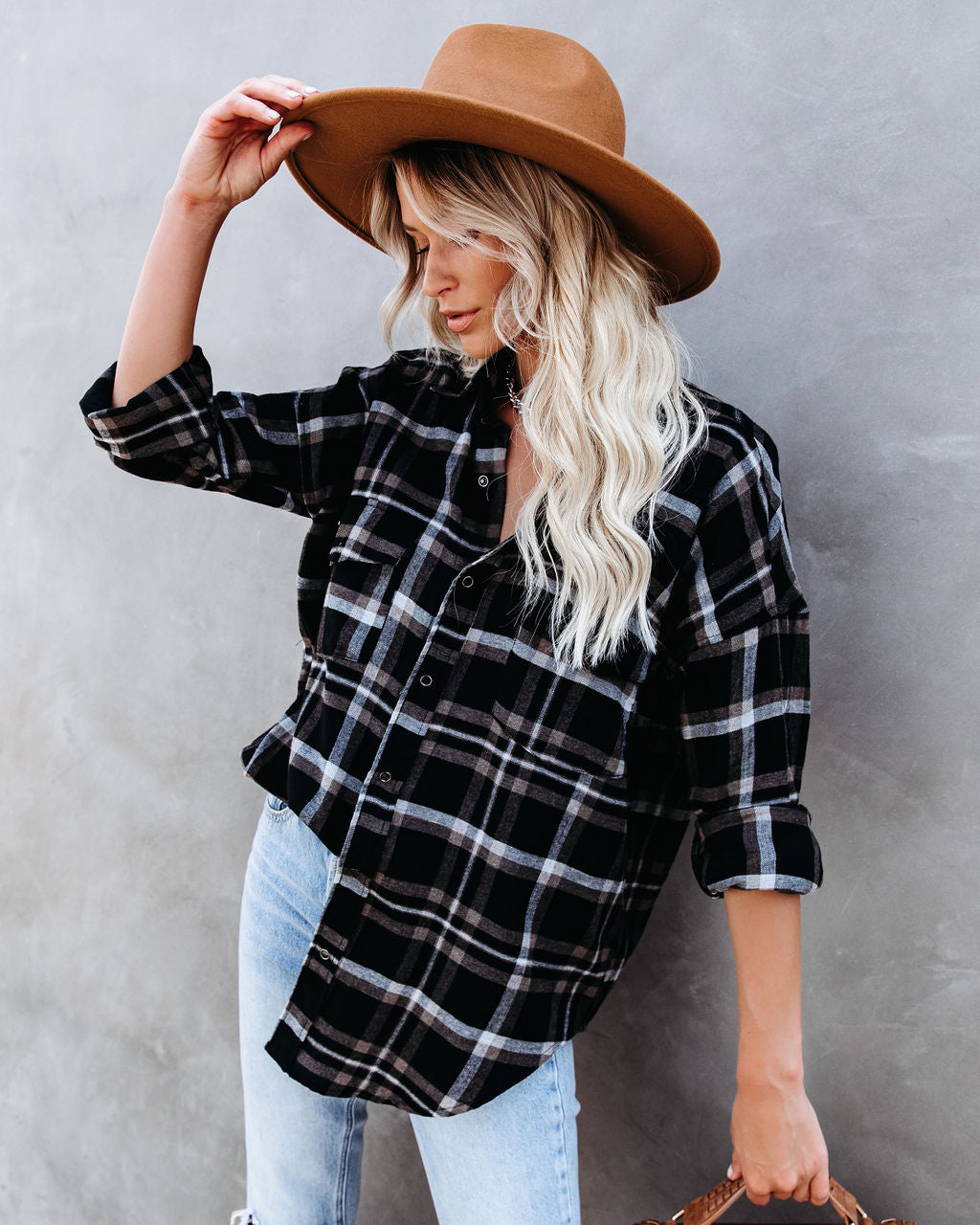 Shades Of Autumn Cotton Plaid Button Down Top