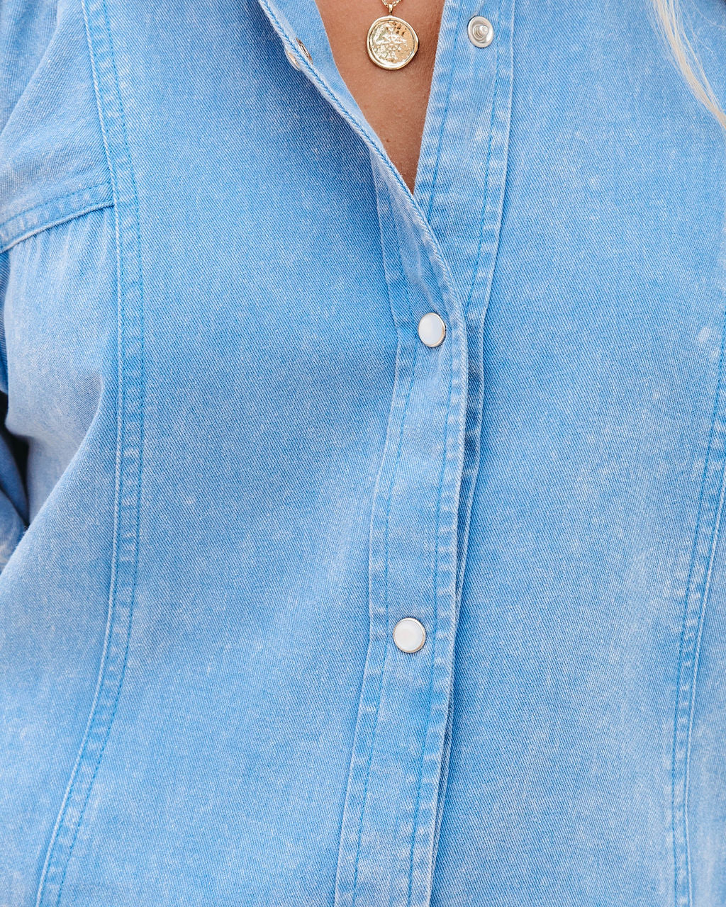 Oddly Ryan Button Down Top - Blue - FINAL SALE