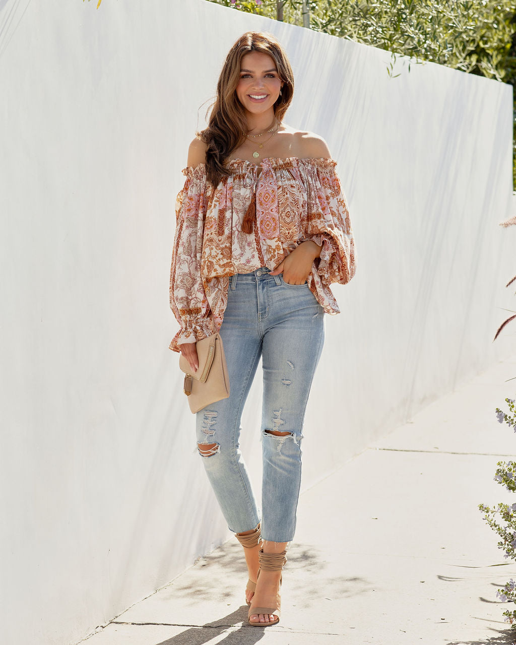Call Away Floral Tassel Tie Top - FINAL SALE