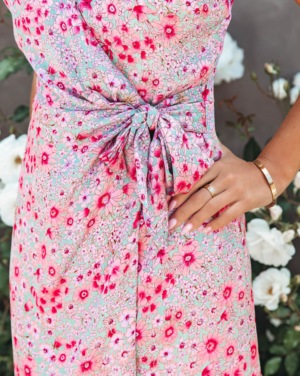 Arissa Floral Mini Wrap Dress - Sage Blush - FINAL SALE