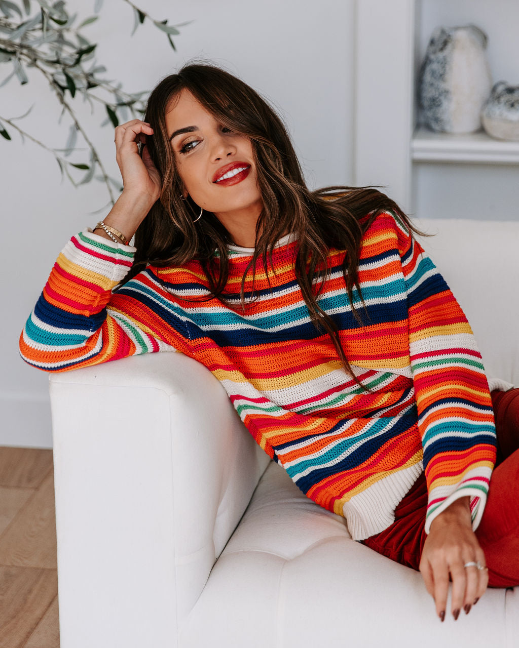 Think Bold Striped Knit Pullover Sweater