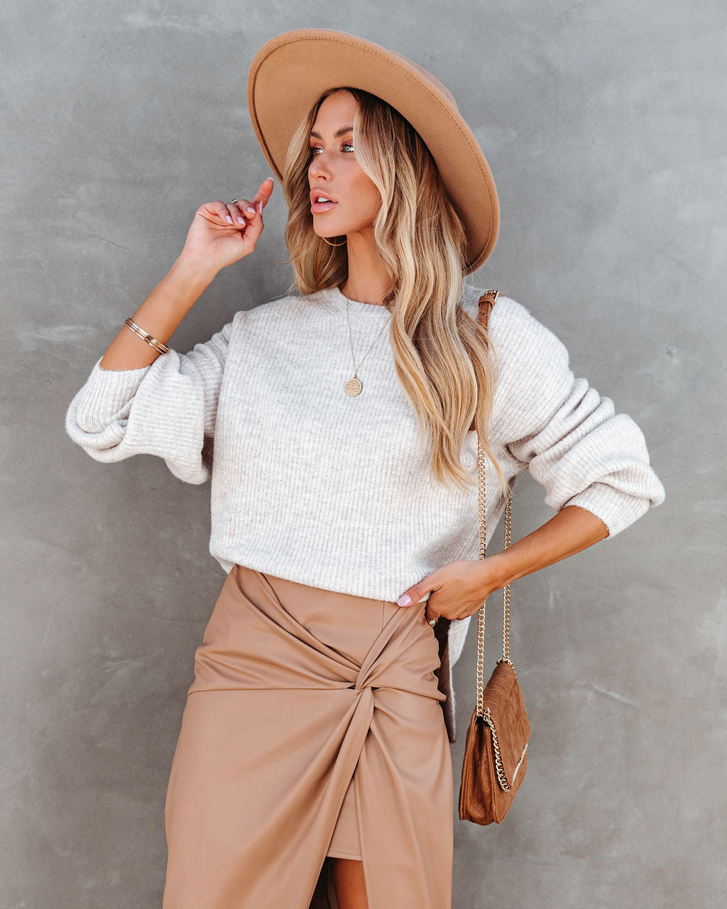 Sunday Morning Feeling Knit Sweater - Beige