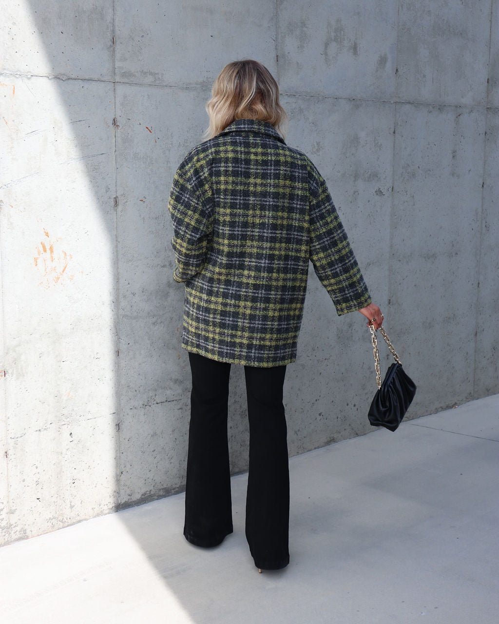 Please Stand Up Pocketed Plaid Coat