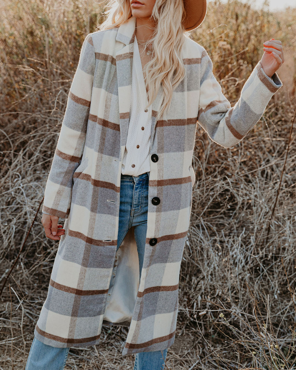Alanis Pocketed Plaid Coat