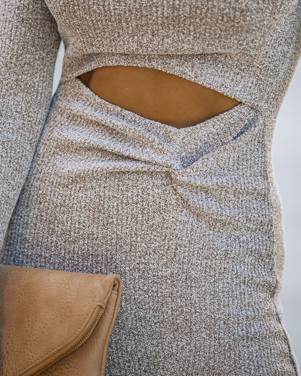 Little Bit Of That Ribbed Cutout Maxi Dress - Taupe