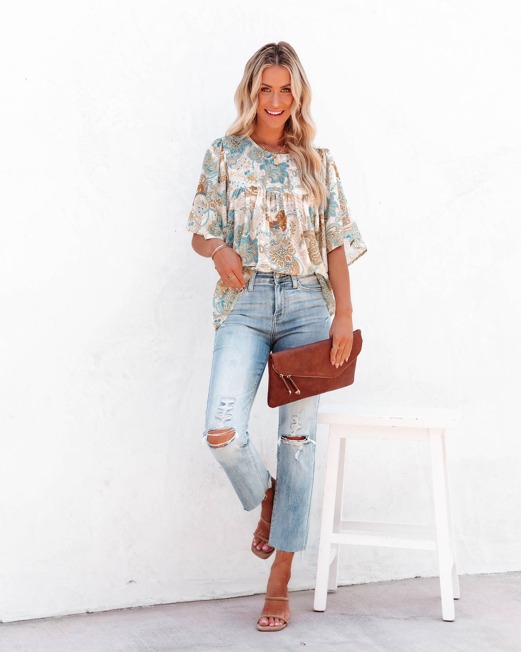 Karanella Paisley Print Babydoll Top - FINAL SALE