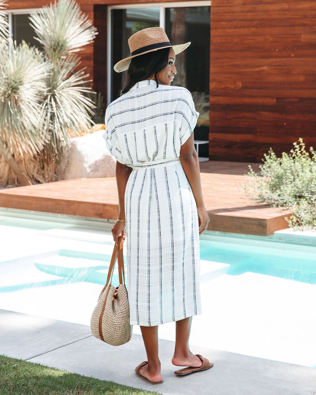 Brunswick Striped Button Down Midi Dress - FINAL SALE