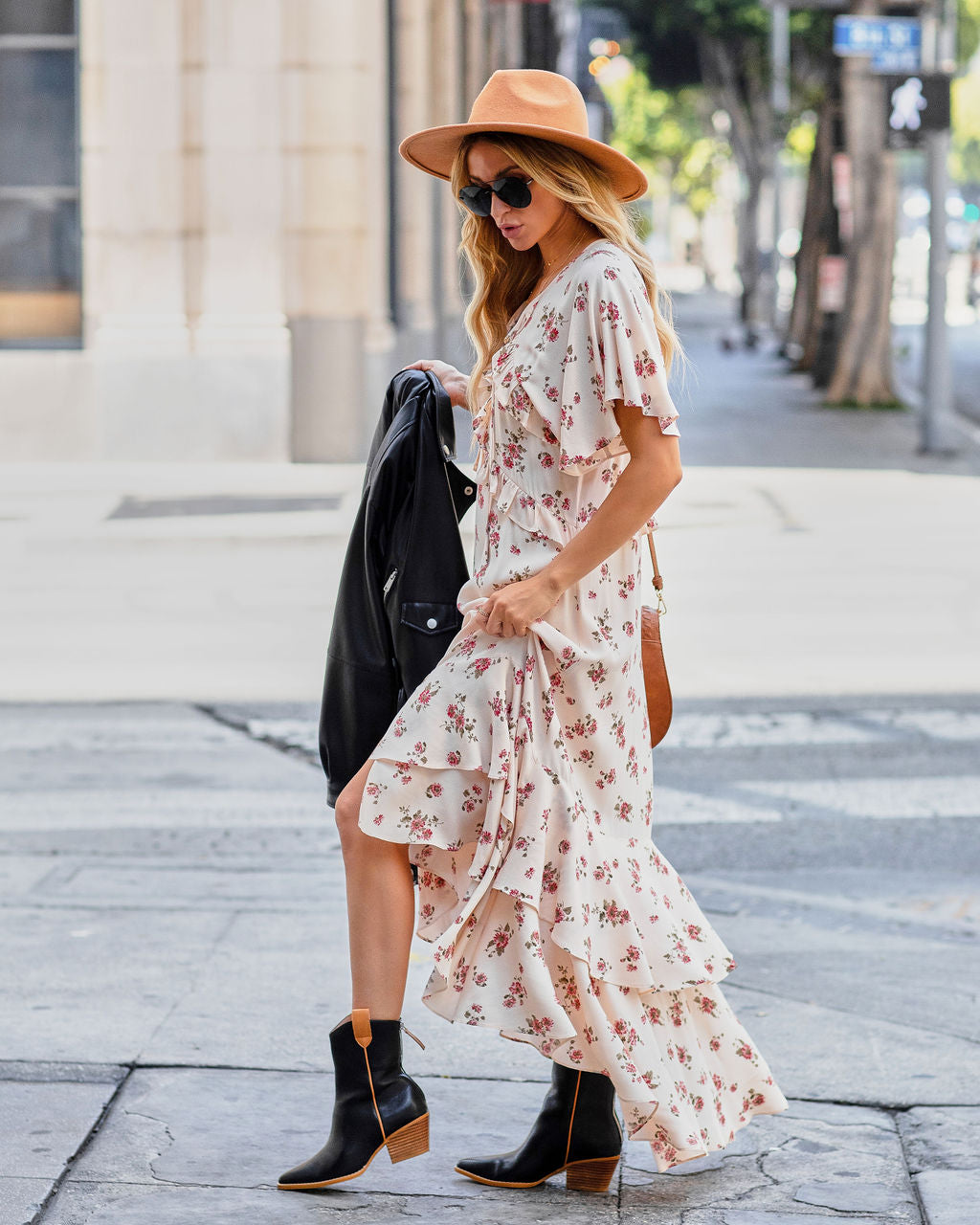 Napa Affairs Floral Ruffle Midi Dress - FINAL SALE