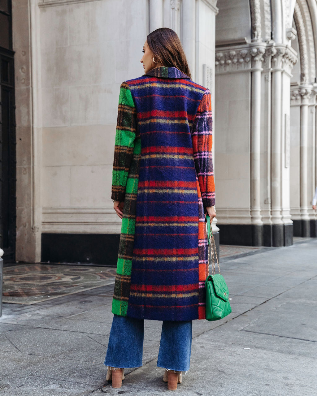 Different Pathways Pocketed Plaid Coat