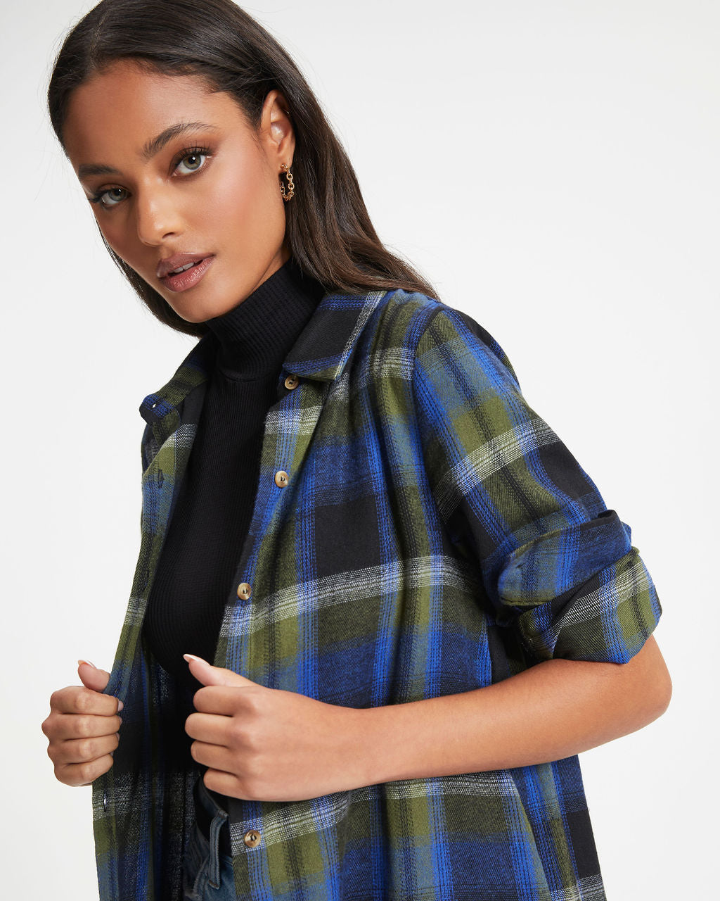 Jonathan Pocketed Plaid Button Down Midi Dress