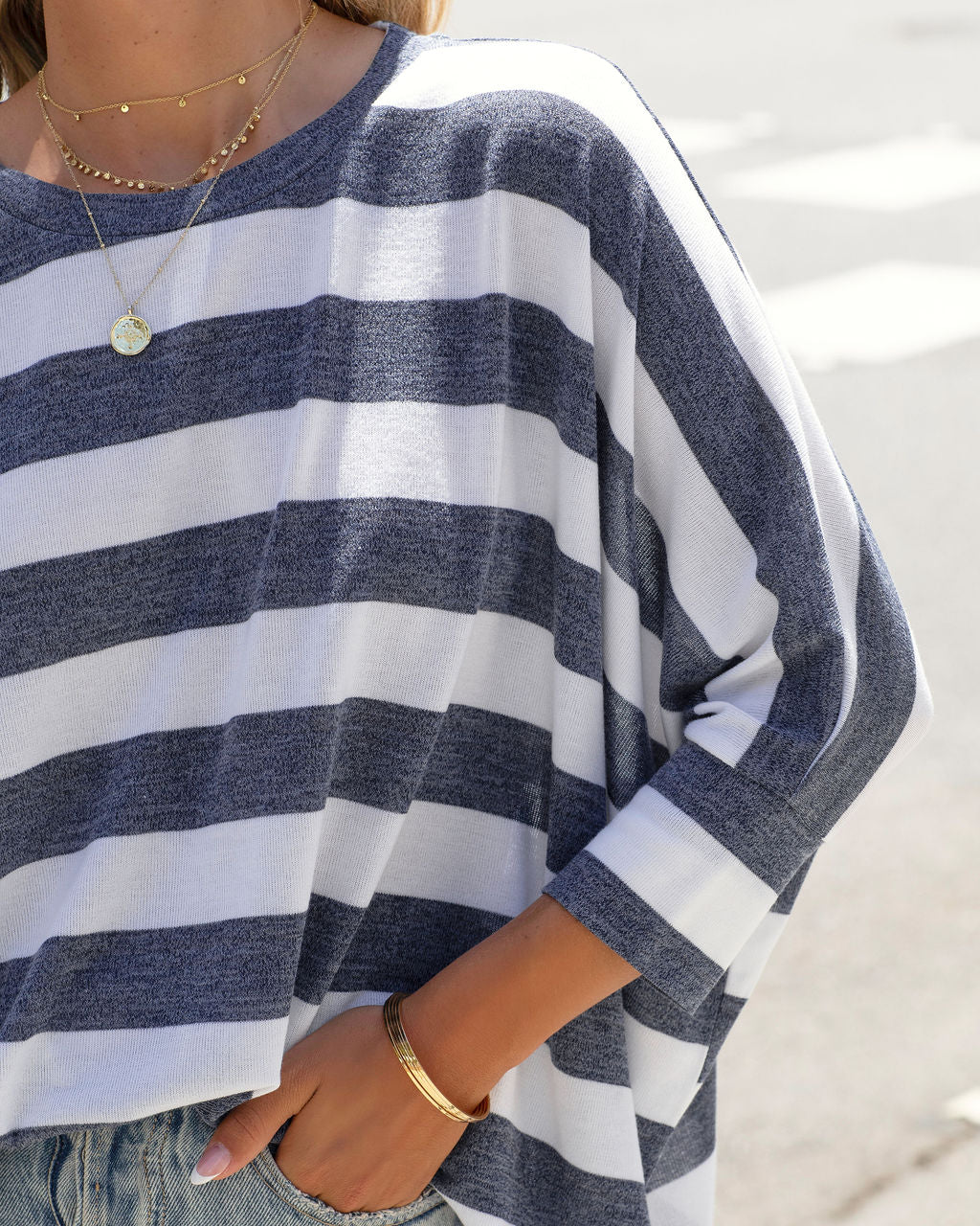 Rugby Club Striped Long Sleeve Top - Navy - SALE