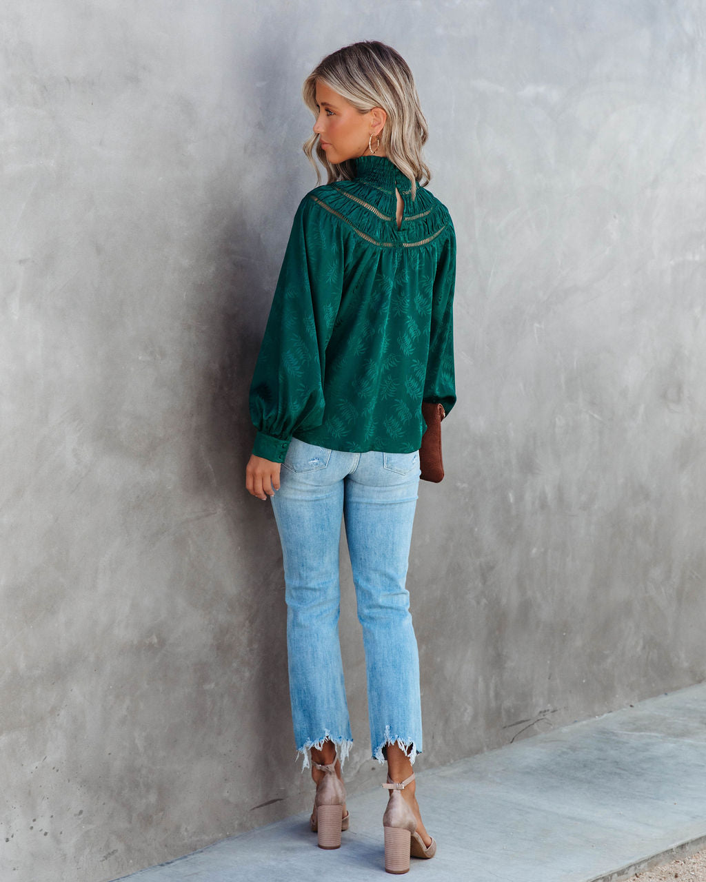 Rococo Mock Neck Top - Pine