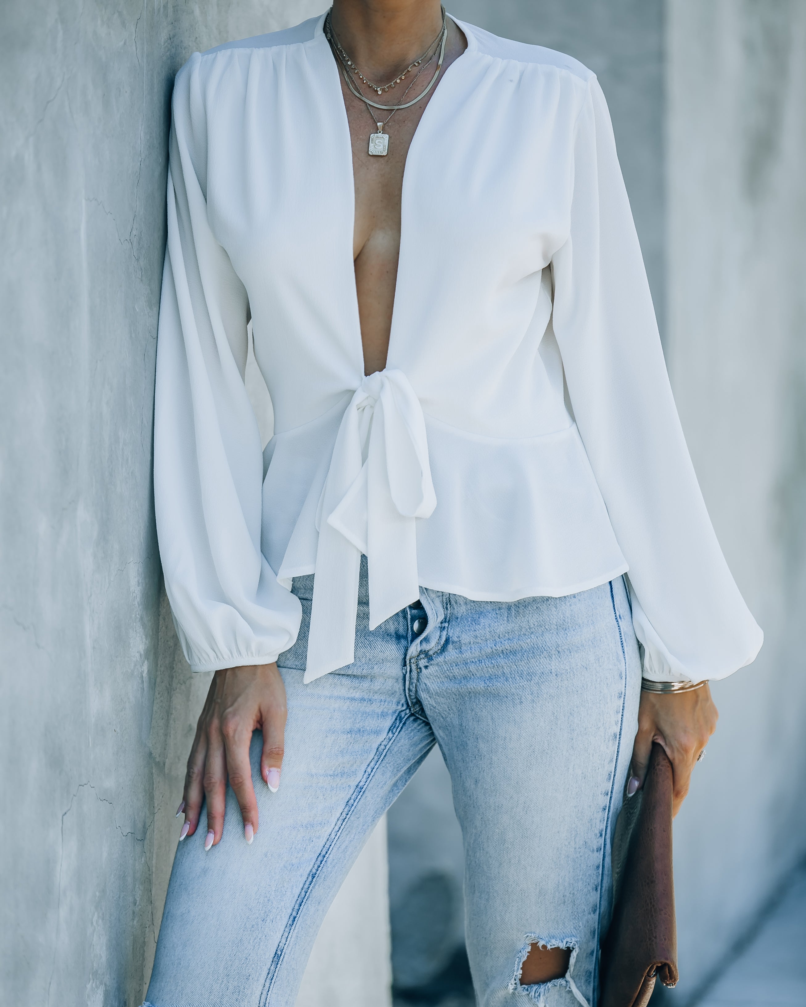 Erica Front Tie Top - White - SALE