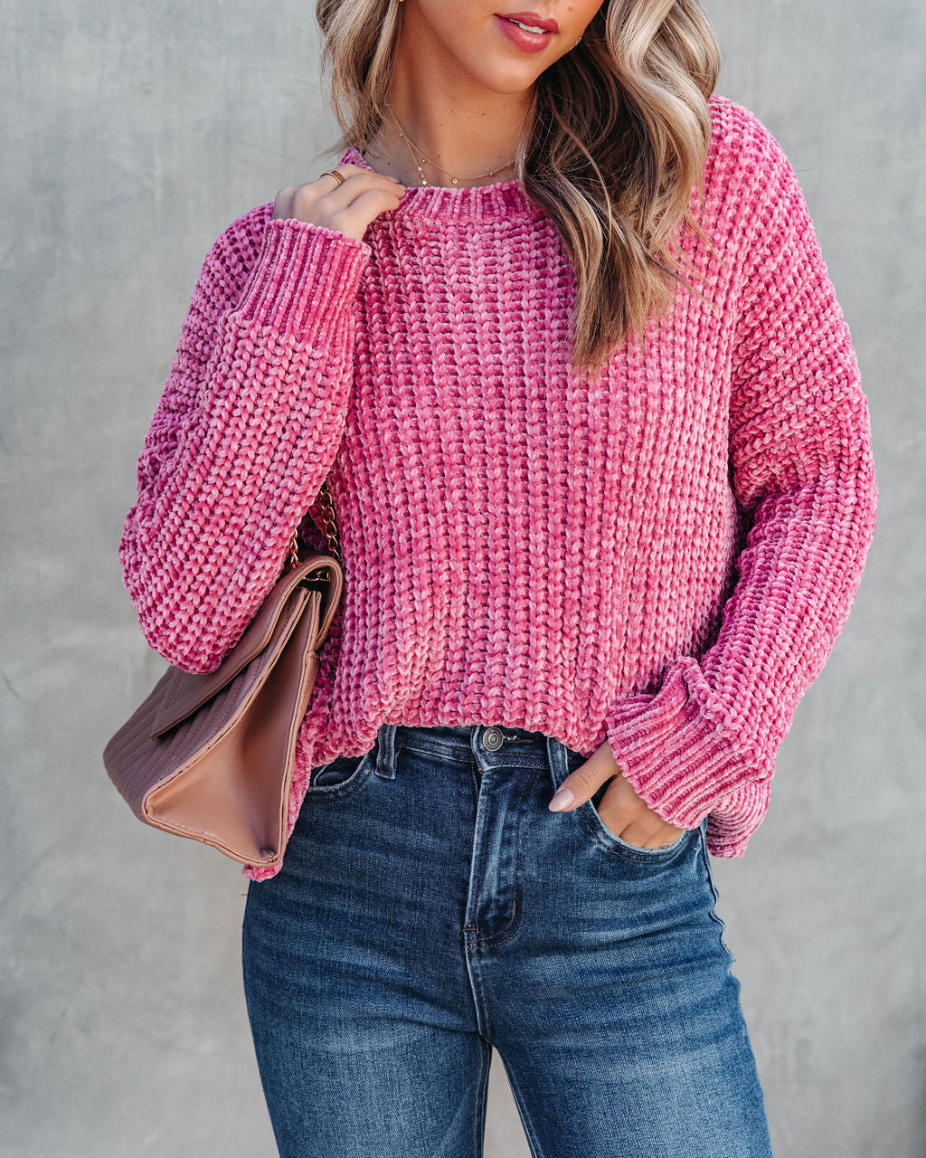 Waves Of Desire Chenille Sweater - Raspberry