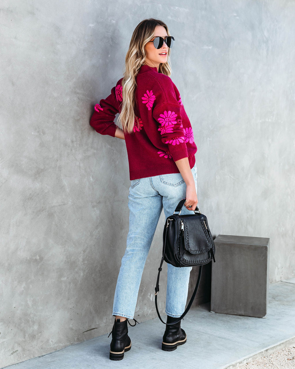 Happy As A Daisy Half Zip Pullover Sweater - SALE