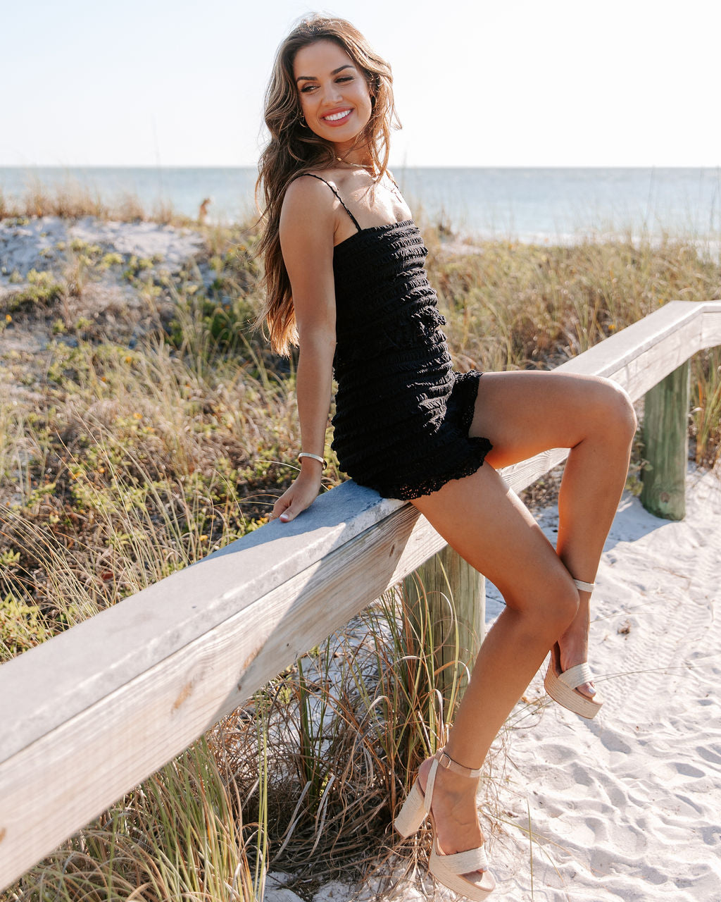 Cami Crochet Crop Top - Black - FINAL SALE