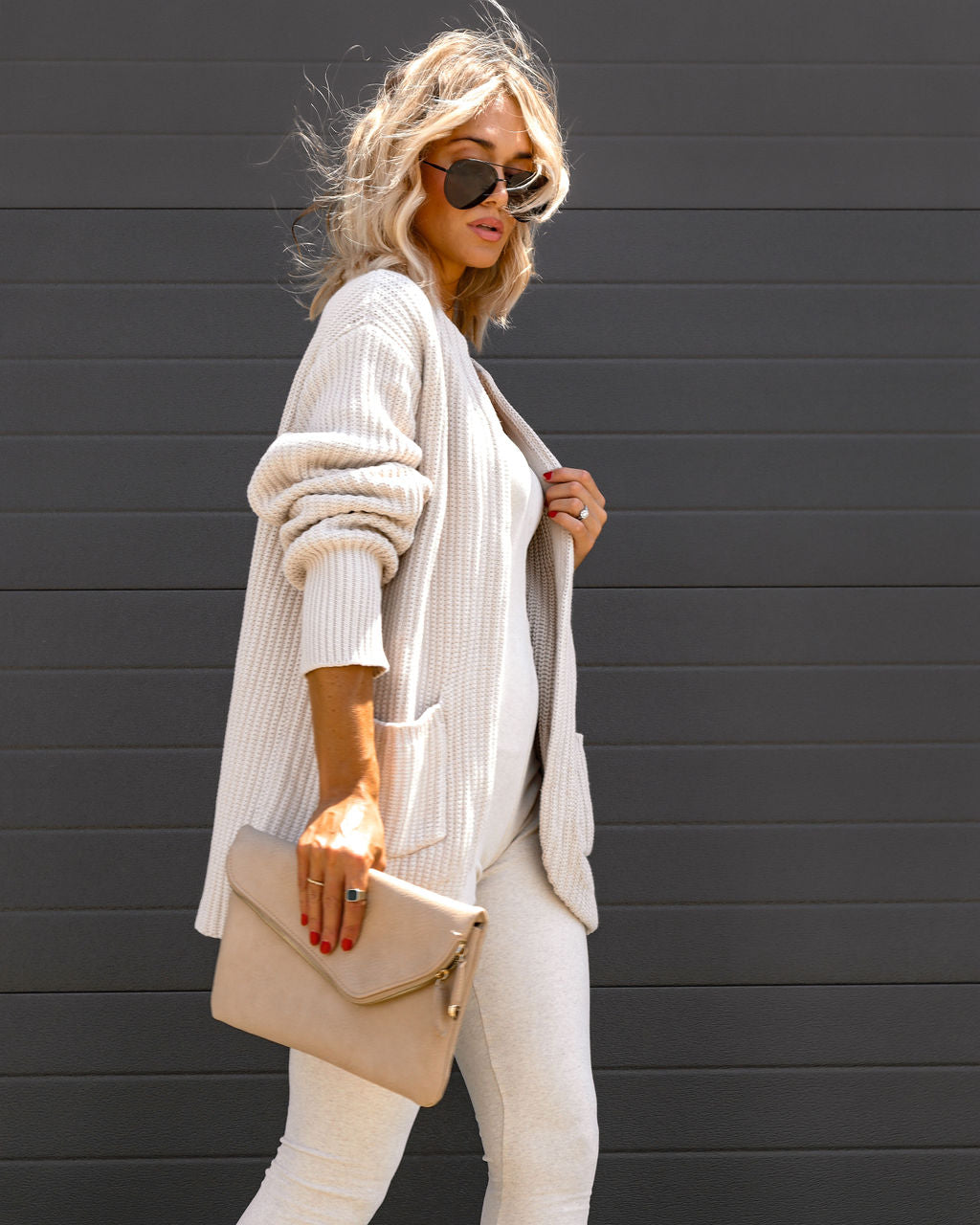 Sinclaire Cotton Pocketed Cardigan - Oatmeal - SALE