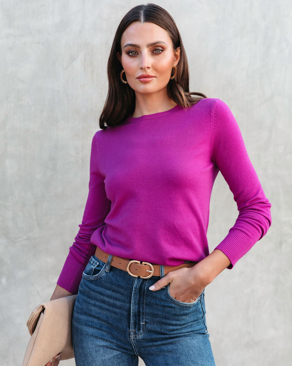 Robynn Knit Pullover Sweater - Magenta