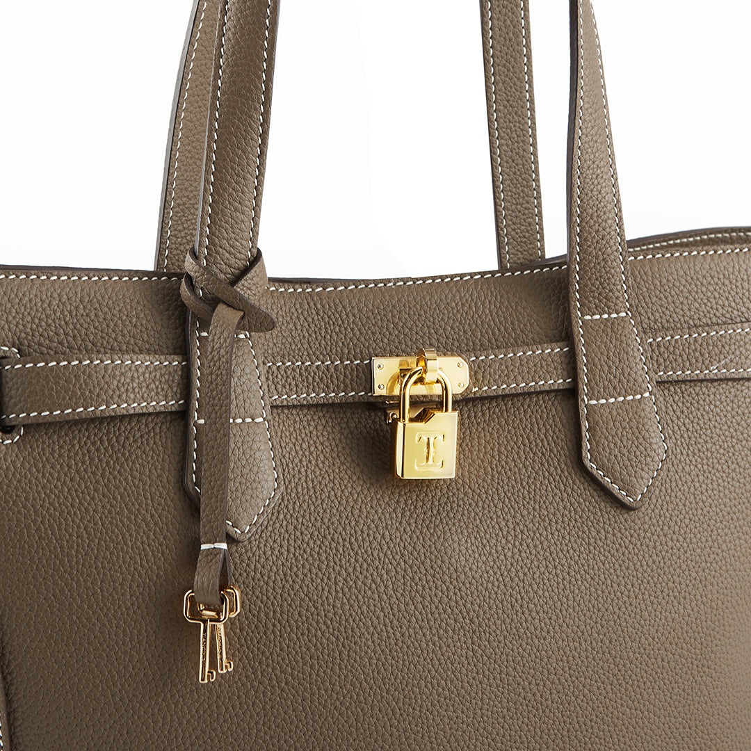 Handmade Etoupe TOGO Leather Shoulder Tote Bag