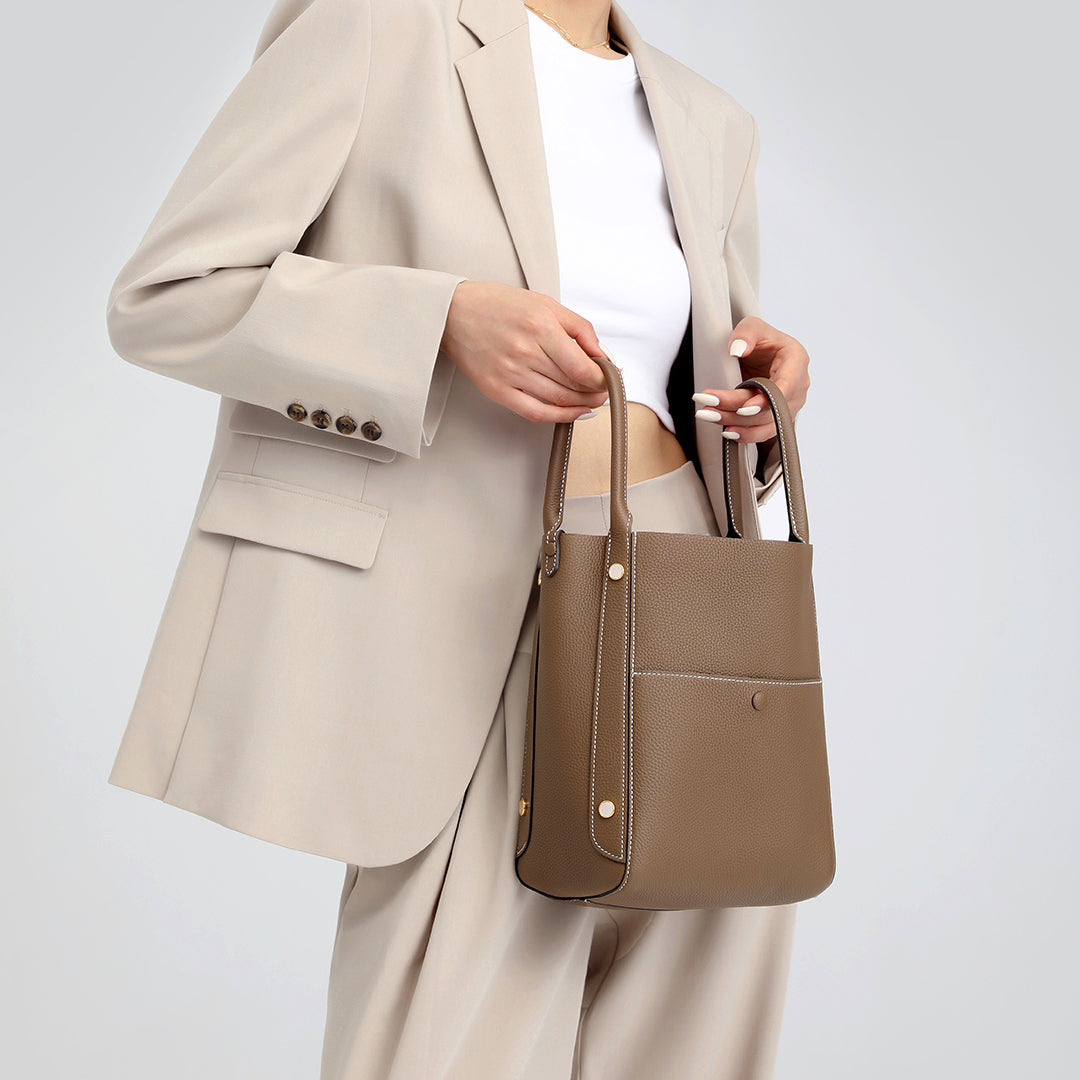 Handmade Etoupe TOGO Leather Picotin Tote Bag