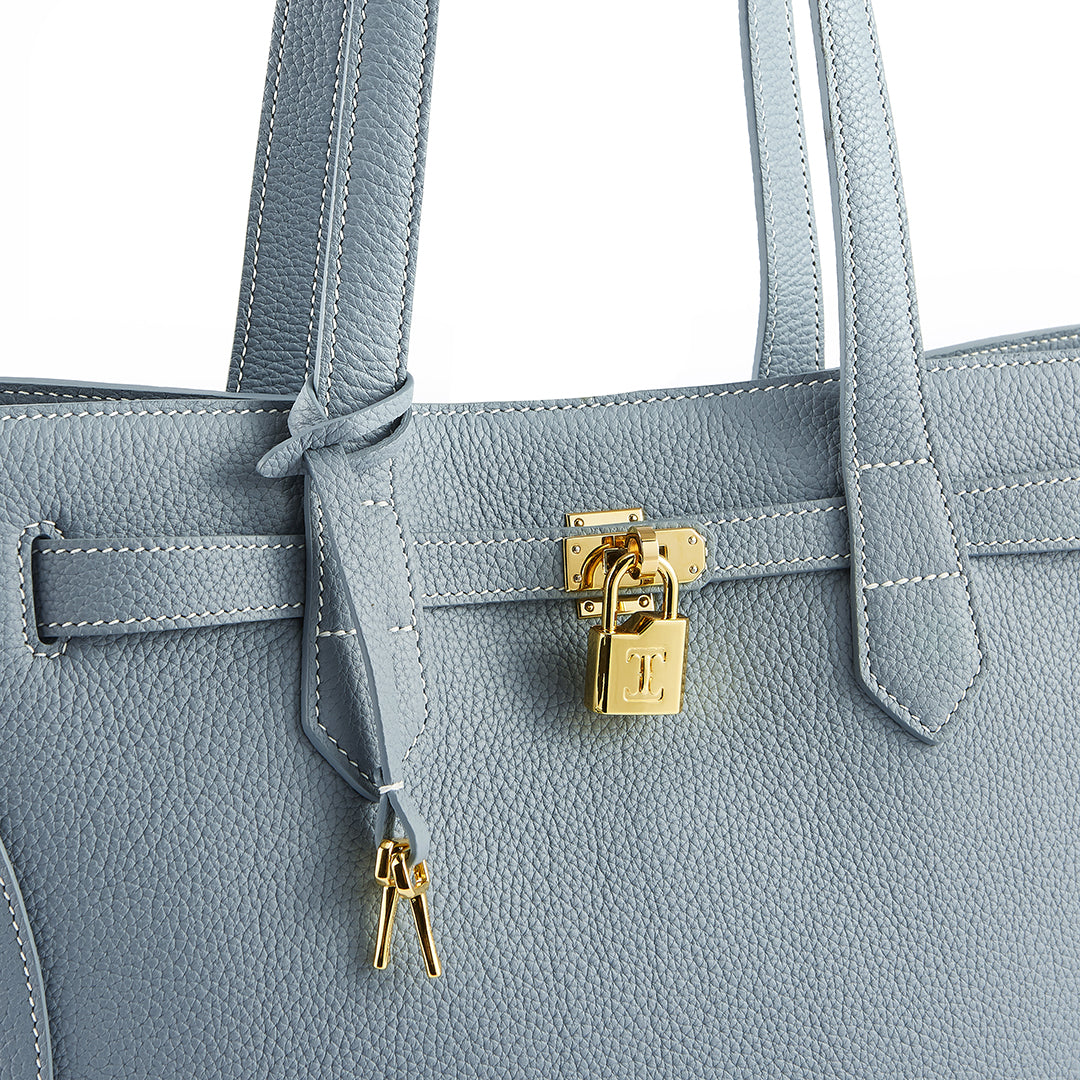 Handmade Blue TOGO Leather Shoulder Tote Bag