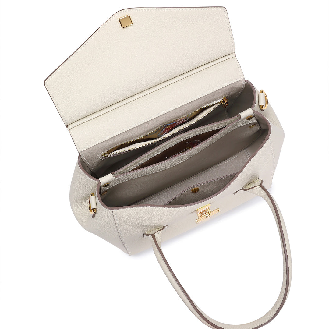 Handmade White TOGO Leather SongFu Tote Bag