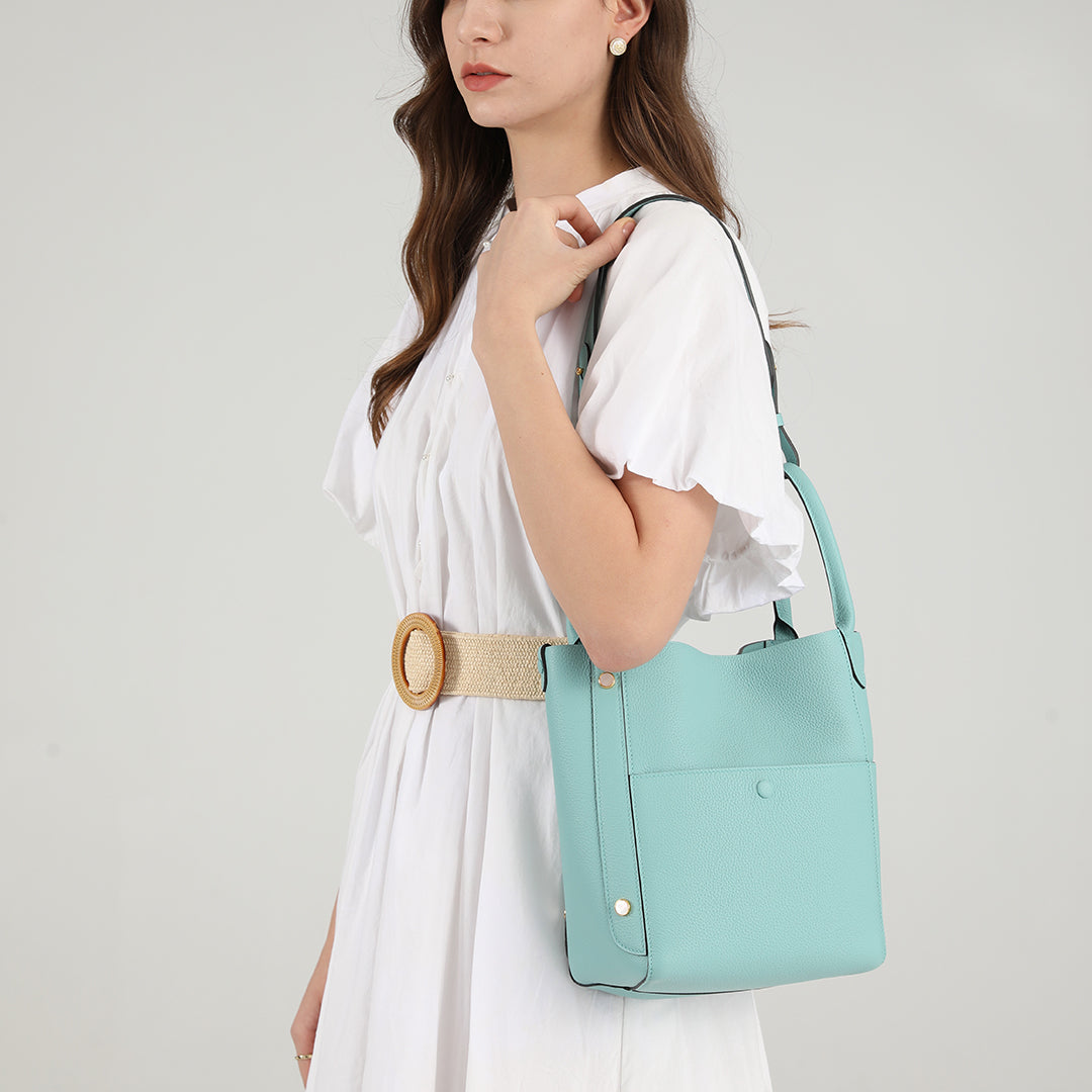 Handmade Macaron Blue TOGO Leather Picotin Tote Bag