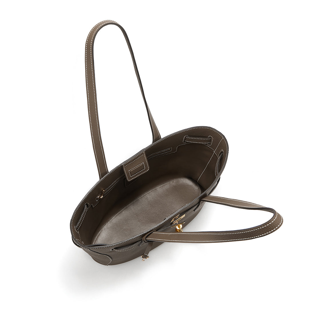 Handmade Etoupe TOGO Leather Shoulder Tote Bag