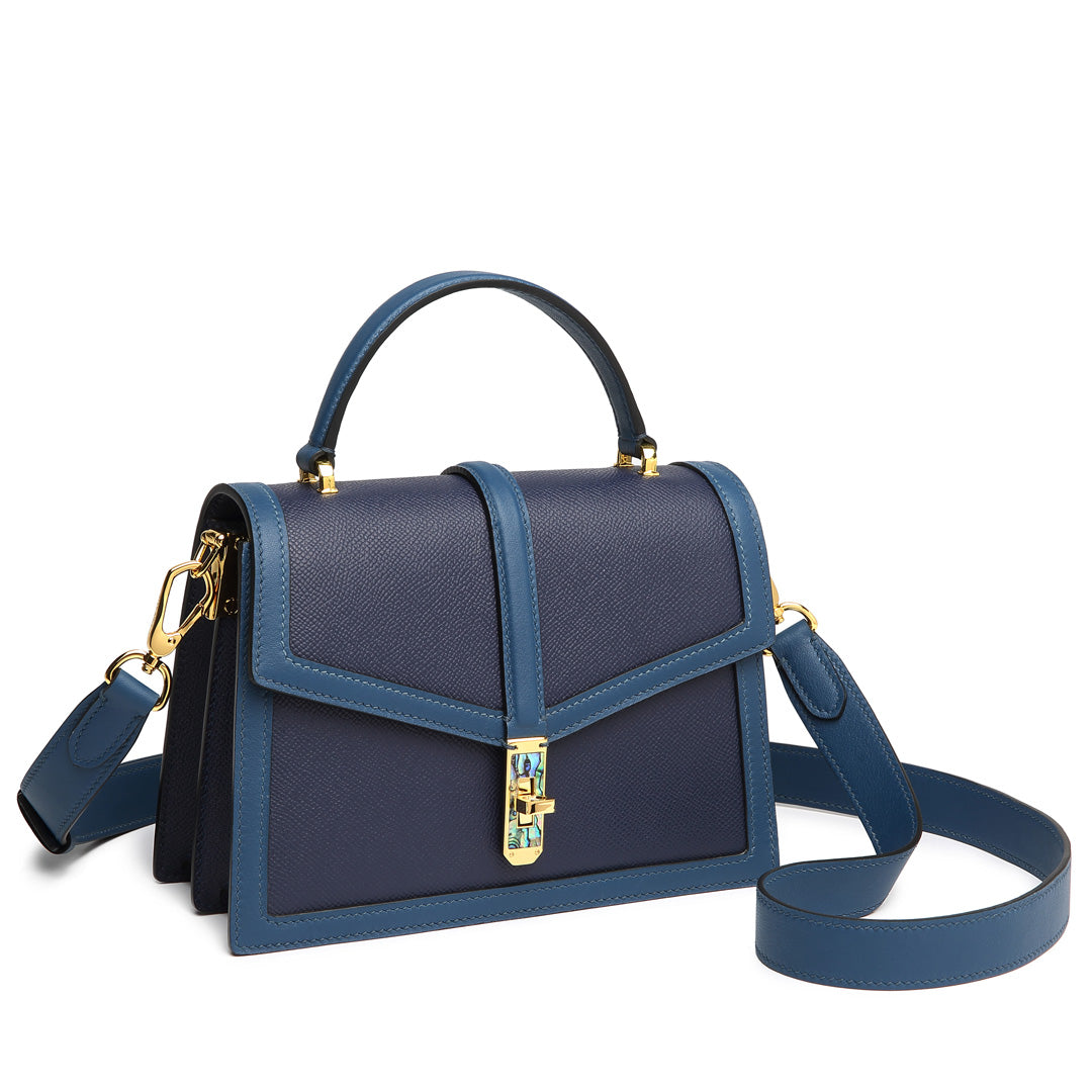 Handmade Blue EP SWIFT Leather Organ Crossbody Bag