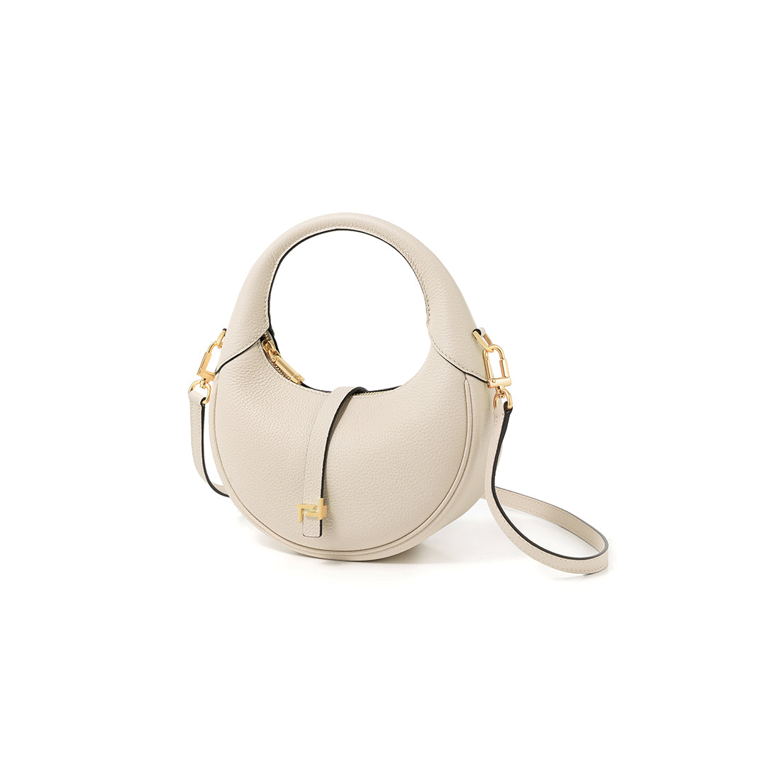 Handmade Cream White TOGO Leather Crescent Bag
