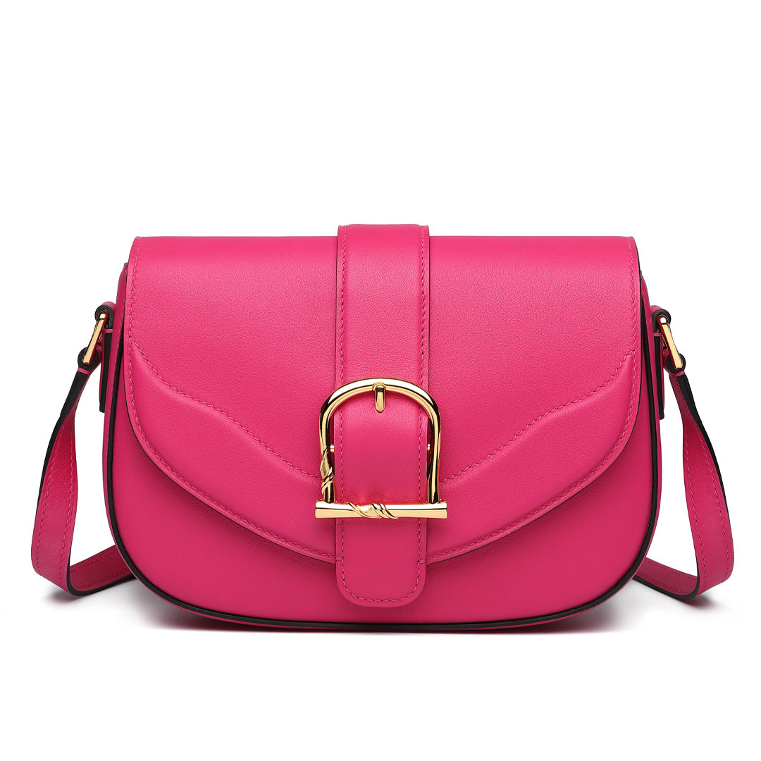 Handmade Pink SWIFT Leather Crossbody Flap Saddle Bags