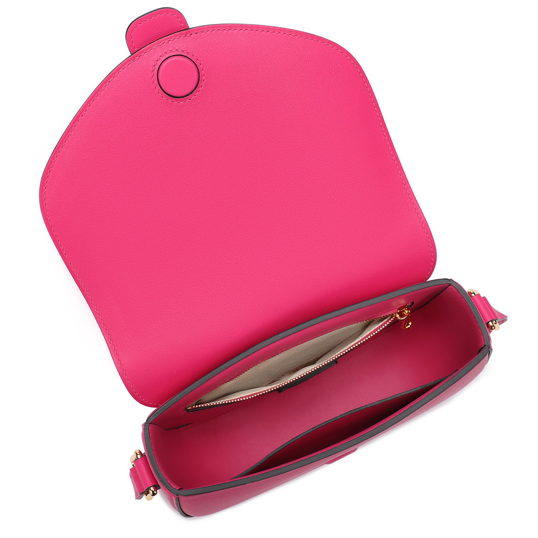 Handmade Pink SWIFT Leather Crossbody Flap Saddle Bags