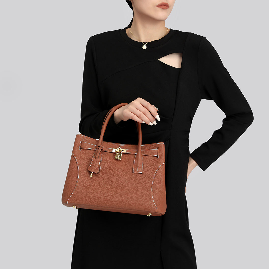 Handmade Gold Brown TOGO Leather Tote Bags