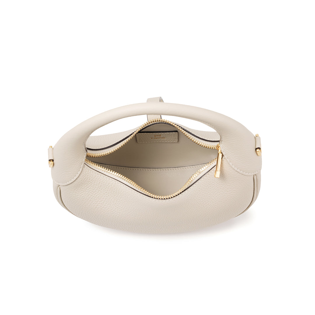 Handmade Cream White TOGO Leather Crescent Bag