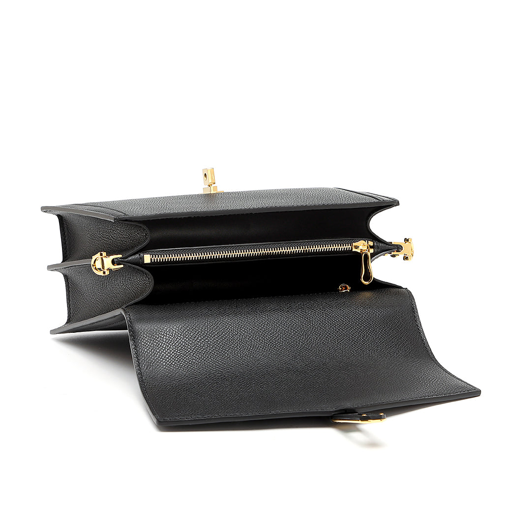 Handmade Black EP SWIFT Leather Organ Crossbody Bag